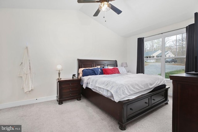 5223 Wyndemere Cir, Mineral, VA 23117 - bedroom featuring vaulted ceiling, light carpet, baseboards, and a ceiling fan