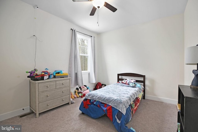 5223 Wyndemere Cir, Mineral, VA 23117 - bedroom with carpet flooring, visible vents, baseboards, and ceiling fan