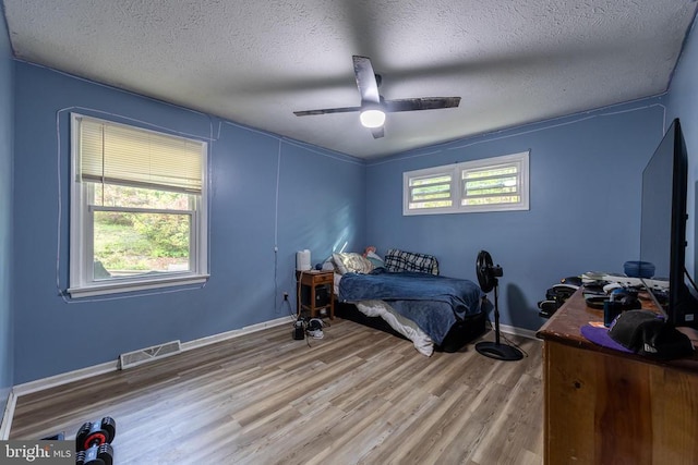 571 Cc Rd, Hood, VA 22723 - bedroom featuring light wood-style flooring, a textured ceiling, baseboards, and a ceiling fan