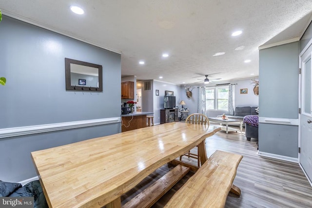 571 Cc Rd, Hood, VA 22723 - dining space featuring recessed lighting, ceiling fan, light wood finished floors, and baseboards