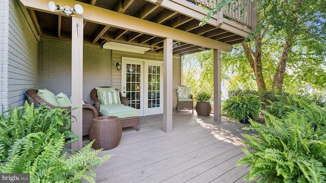 3801 Carlyle Ct, Fredericksburg, VA 22408 - wooden terrace featuring french doors