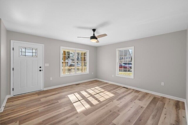 1028 D St, Waynesboro, VA 22980 - entryway featuring light wood-style floors, baseboards, and ceiling fan