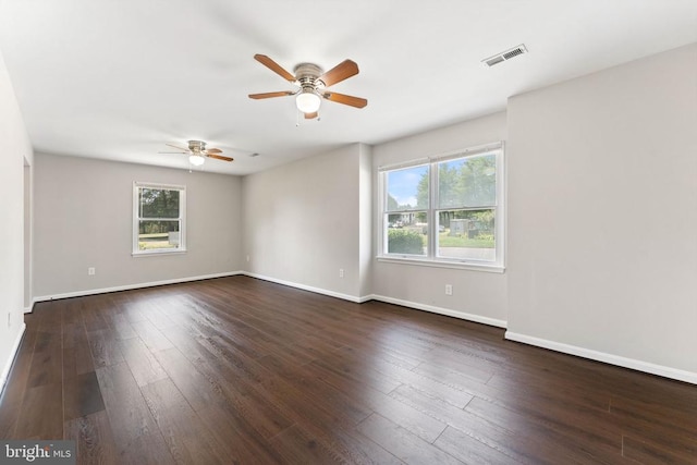 131 Wankoma Dr, Remington, VA 22734 - unfurnished room featuring plenty of natural light, ceiling fan, and dark wood-style floors