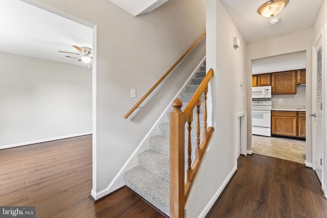 131 Wankoma Dr, Remington, VA 22734 - stairs with ceiling fan and wood finished floors