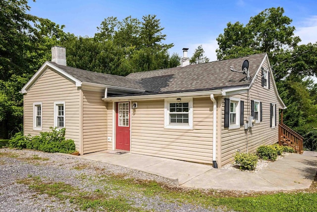 474 Stoney Run Rd, Buena Vista, VA 24416 - view of front of property with a chimney, roof with shingles, and a patio
