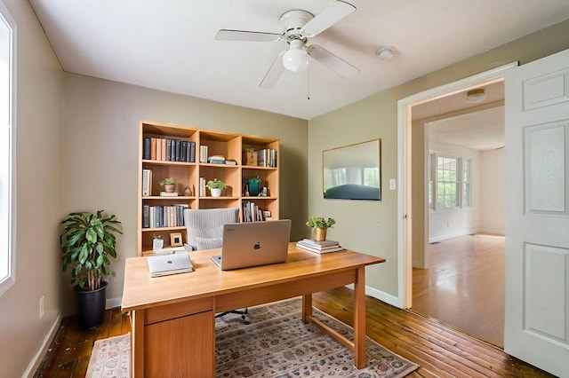 474 Stoney Run Rd, Buena Vista, VA 24416 - office with dark wood-style flooring and ceiling fan