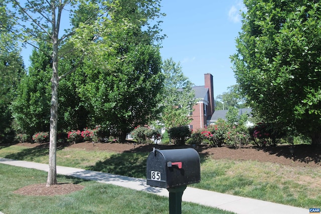 view of front of house featuring a front yard and a chimney