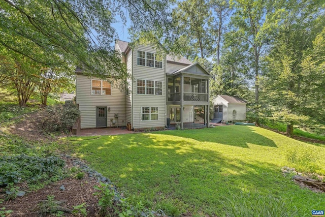 2777 Peppervine Ct, Charlottesville, VA 22911 - back of house featuring a sunroom, a yard, and a patio