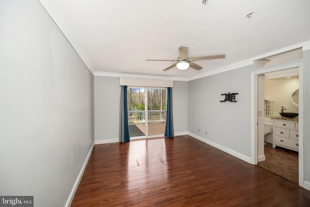 202 Yorktown Blvd, Locust Grove, VA 22508 - unfurnished bedroom with access to outside, baseboards, wood finished floors, and ornamental molding