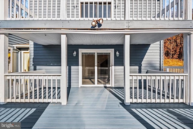 wooden deck featuring a porch