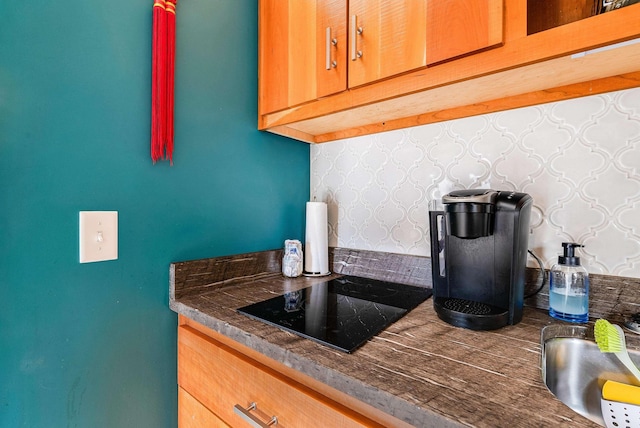 431 Lower Rawley Ln, Hinton, VA 22831 - kitchen with black electric stovetop, dark countertops, and a sink