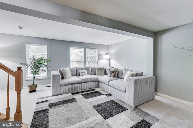 11222 Gander Ct, Fredericksburg, VA 22407 - living area featuring carpet flooring and stairs