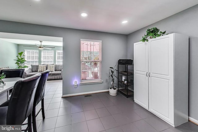 11222 Gander Ct, Fredericksburg, VA 22407 - office area featuring plenty of natural light, a ceiling fan, recessed lighting, and tile patterned floors