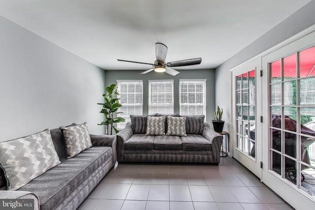 11222 Gander Ct, Fredericksburg, VA 22407 - living area with tile patterned flooring and ceiling fan