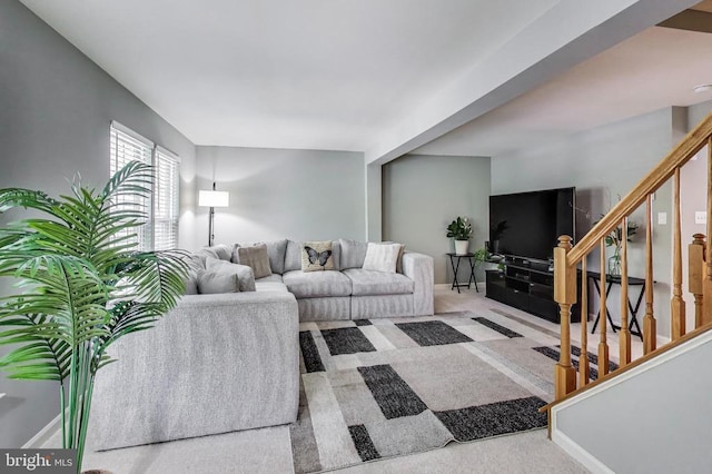 11222 Gander Ct, Fredericksburg, VA 22407 - living room featuring stairs and carpet floors