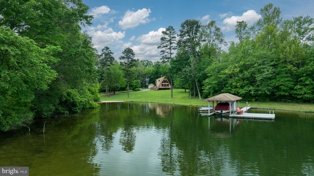 3477 Elk Creek Rd, Mineral, VA 23117 - water view featuring boat lift and a boat dock