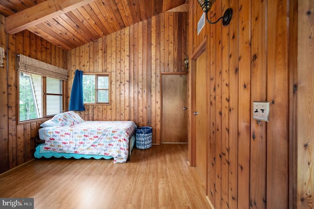 3477 Elk Creek Rd, Mineral, VA 23117 - bedroom with wood ceiling, wood finished floors, and wooden walls