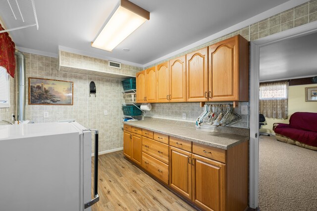 1751 New Hope And Crimora Rd, Crimora, VA 24431 - kitchen with fridge, visible vents, and light wood-style floors