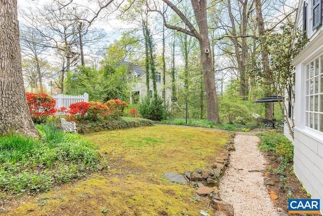 view of yard featuring fence