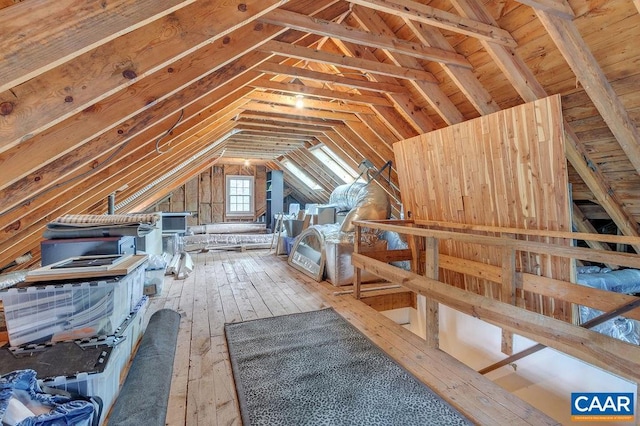 view of unfinished attic