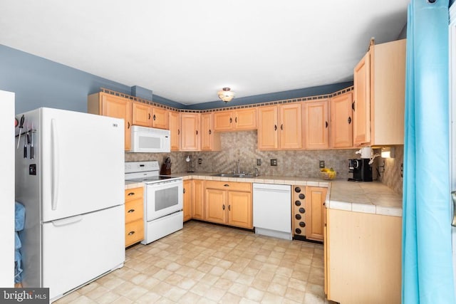 11428 Orange Plank Rd, Locust Grove, VA 22508 - kitchen featuring white appliances and light brown cabinets
