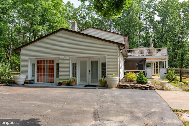 11428 Orange Plank Rd, Locust Grove, VA 22508 - view of front of property featuring french doors, a chimney, and view of scattered trees