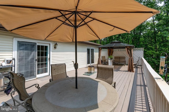 11428 Orange Plank Rd, Locust Grove, VA 22508 - wooden terrace with outdoor dining area and a gazebo