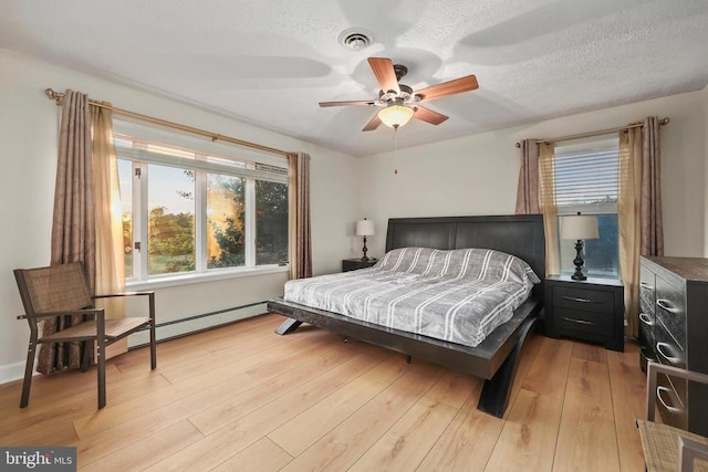  - bedroom with multiple windows, light wood-style flooring, and a textured ceiling