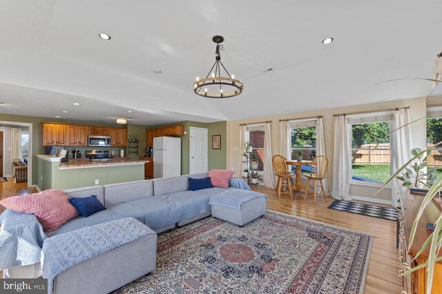 2266 Honeyville Rd, Stanley, VA 22851 - living area featuring a chandelier, light wood finished floors, and recessed lighting