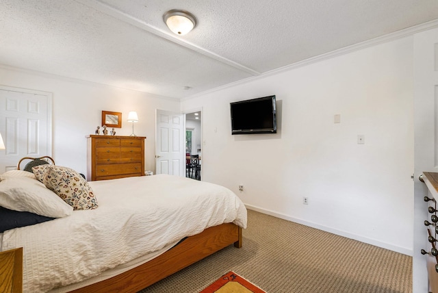 409 Cub Ln, Mcgaheysville, VA 22840 - bedroom with carpet, a textured ceiling, and crown molding