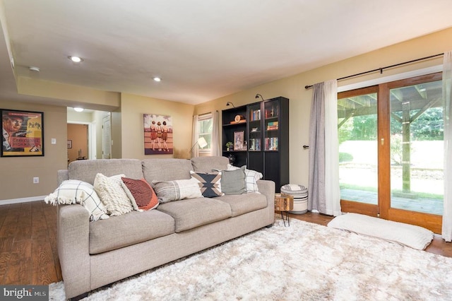  - living room featuring wood finished floors and recessed lighting