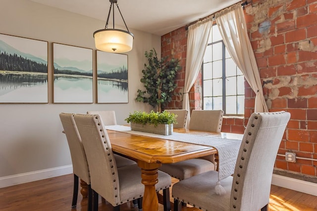 442 First St, Shenandoah, VA 22849 - dining space with baseboards, hardwood / wood-style floors, and a water view