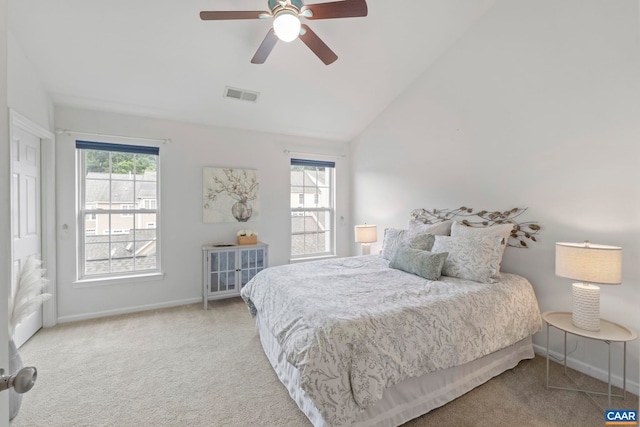 921 Bing Ln, Charlottesville, VA 22903 - bedroom featuring lofted ceiling, carpet floors, and a ceiling fan