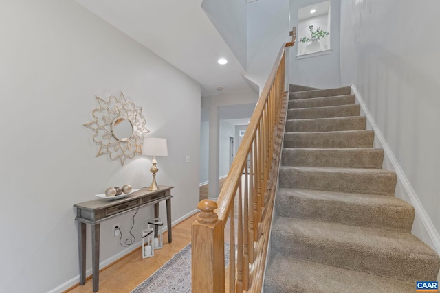 921 Bing Ln, Charlottesville, VA 22903 - stairs with wood finished floors and recessed lighting
