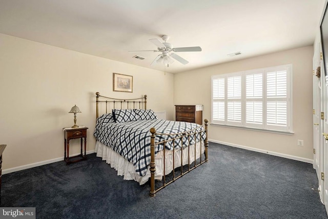 10207 Iverson Ave, Fredericksburg, VA 22407 - bedroom with dark carpet, baseboards, and ceiling fan