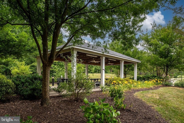 10207 Iverson Ave, Fredericksburg, VA 22407 - view of yard with a gazebo, a ceiling fan, and a patio