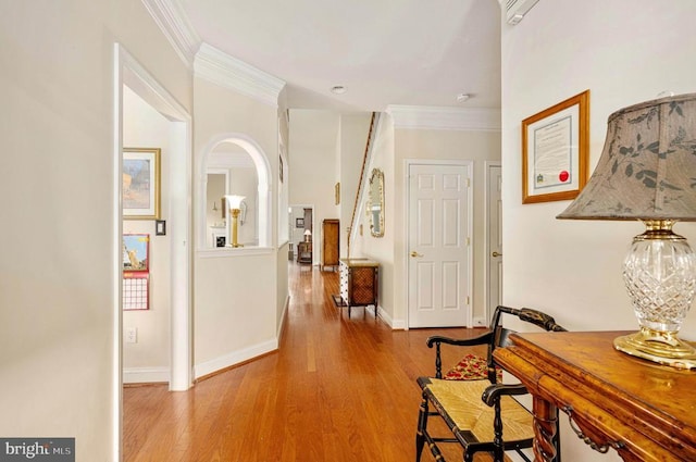 10207 Iverson Ave, Fredericksburg, VA 22407 - hall featuring crown molding, wood finished floors, and baseboards