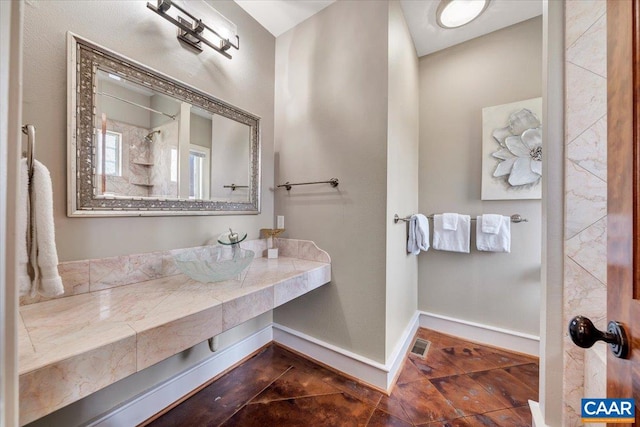 380 Blackrock Cir, Wintergreen Resort, VA 22967 - full bath with vanity, baseboards, and a shower