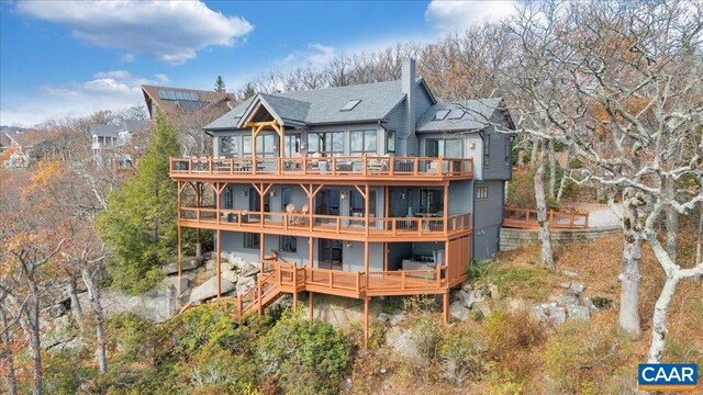 380 Blackrock Cir, Wintergreen Resort, VA 22967 - back of house with a chimney and a deck
