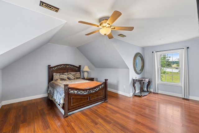 4220 Traveler Rd, Rockingham, VA 22801 - bedroom with wood finished floors, lofted ceiling, ceiling fan, and baseboards