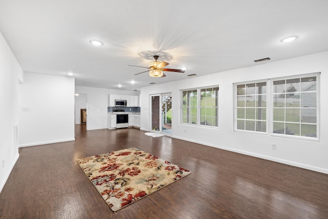 4220 Traveler Rd, Rockingham, VA 22801 - living room with baseboards, dark wood finished floors, recessed lighting, and a ceiling fan