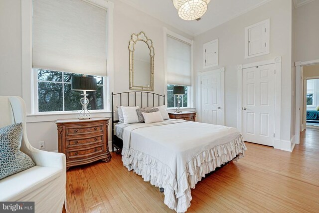  - bedroom with multiple windows and wood finished floors