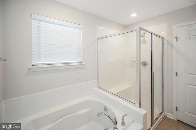 5809 Spruce Valley Dr, Fredericksburg, VA 22407 - bathroom featuring a shower stall and a garden tub