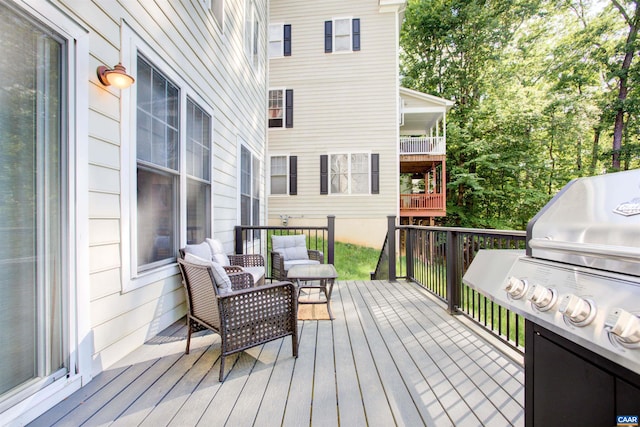 1623 Brandywine Dr, Charlottesville, VA 22901 - wooden terrace with an outdoor hangout area and grilling area