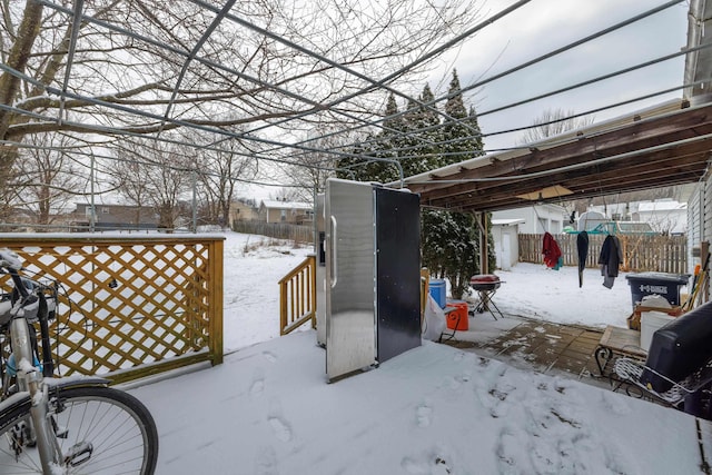 728 Foley Rd, Harrisonburg, VA 22801 - snow covered patio featuring a fenced backyard