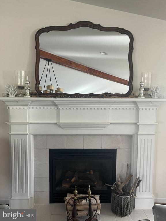  - detailed view of a tile fireplace