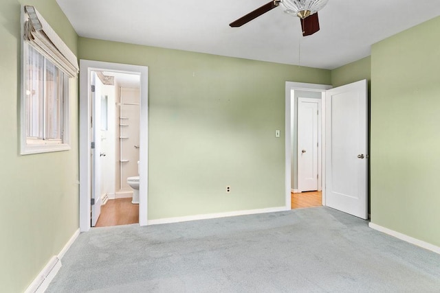 304 Burnley Dr, Staunton, VA 24401 - unfurnished bedroom featuring carpet, connected bathroom, and a ceiling fan