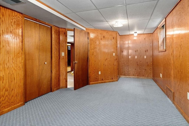 304 Burnley Dr, Staunton, VA 24401 - finished below grade area with a drop ceiling, carpet, and wooden walls