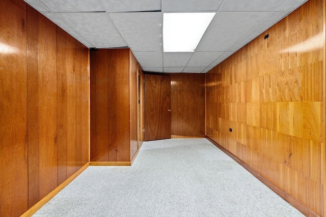 304 Burnley Dr, Staunton, VA 24401 - finished below grade area featuring a drop ceiling, wooden walls, and carpet