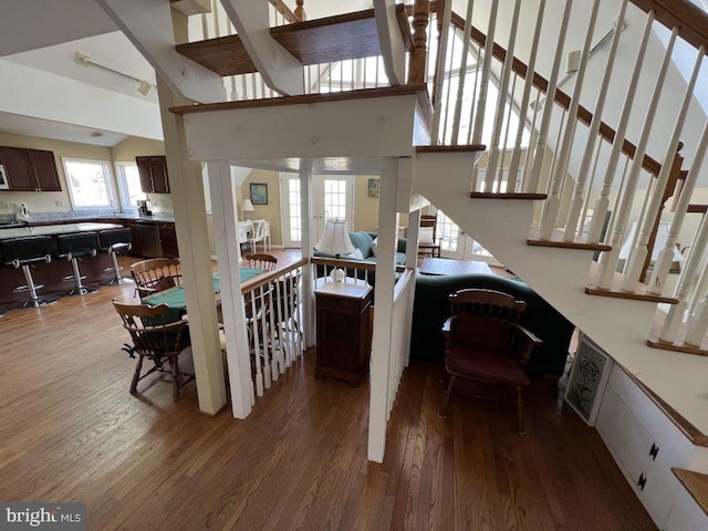 902 Eastover Pkwy, Locust Grove, VA 22508 - stairway featuring wood finished floors and high vaulted ceiling